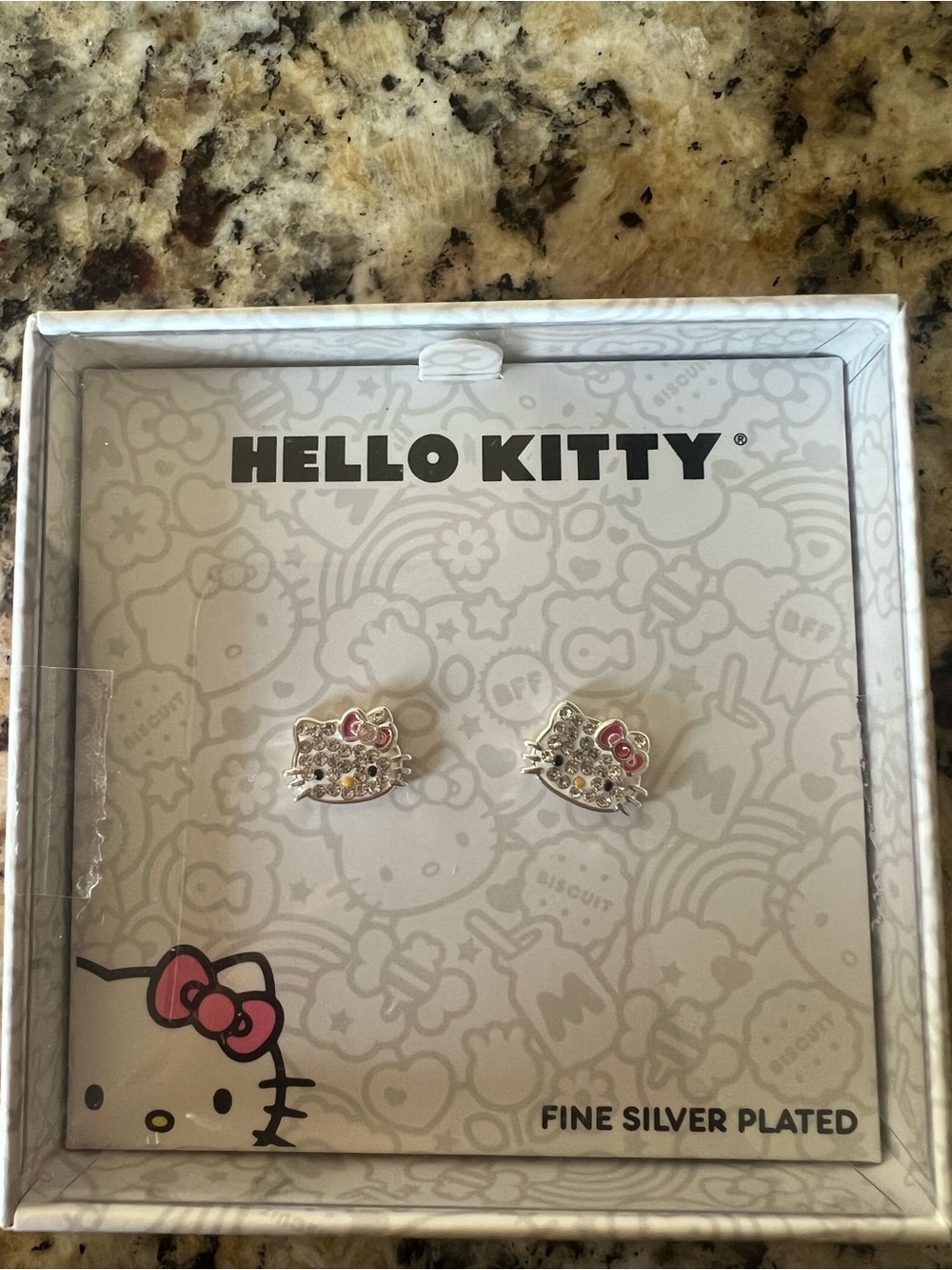 Hello Kitty Silver Plated Earrings with Pink Bows